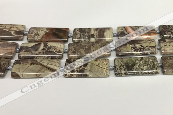 CAA4358 15.5 inches 20*40mm rectangle rainforest agate beads