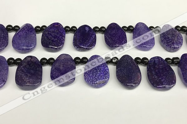 CAA4361 Top drilled 20*30mm freeform dragon veins agate beads