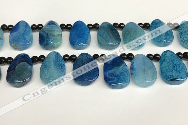 CAA4364 Top drilled 20*30mm freeform dragon veins agate beads