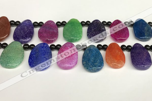 CAA4367 Top drilled 20*30mm freeform dragon veins agate beads