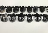 CAA4369 Top drilled 20*30mm freeform black banded agate beads