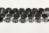 CAA4396 15.5 inches 20mm flat round black banded agate beads