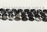 CAA4397 15.5 inches 15*20mm oval black banded agate beads