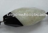 CAA440 15.5 inches 23*50mm faceted rice agate druzy geode beads