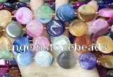 CAA4406 15.5 inches 20mm flat round agate druzy geode beads