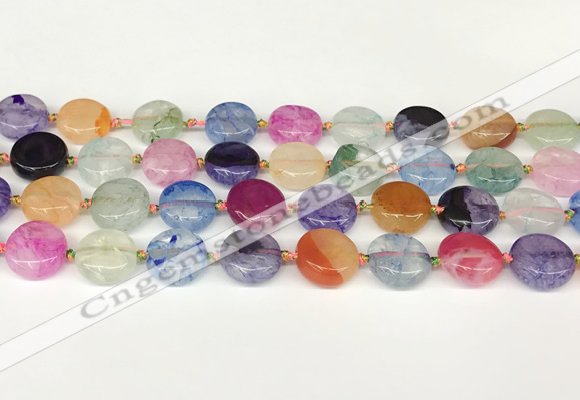 CAA4419 15.5 inches 15mm flat round agate druzy geode beads