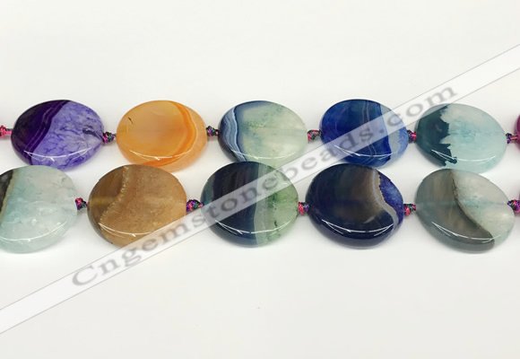 CAA4429 15.5 inches 30mm flat round agate druzy geode beads