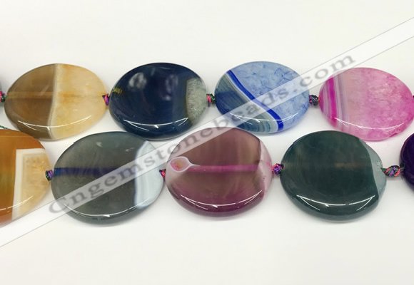 CAA4430 15.5 inches 35mm flat round agate druzy geode beads