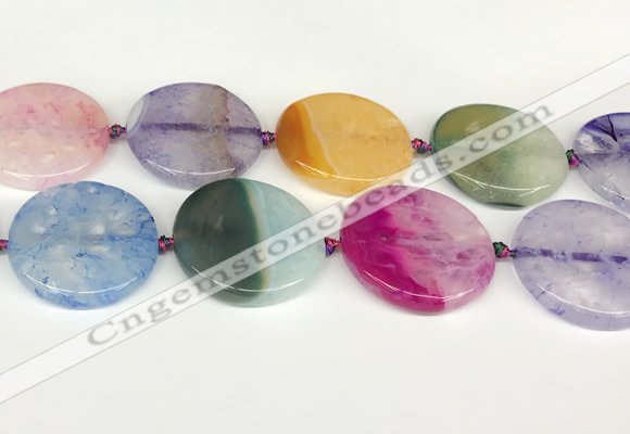 CAA4435 15.5 inches 35mm flat round agate druzy geode beads
