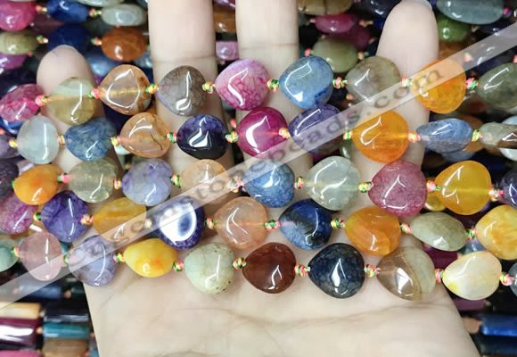 CAA4453 15.5 inches 12*12mm flat teardrop dragon veins agate beads