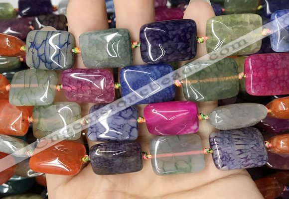 CAA4480 15.5 inches 15*20mm rectangle dragon veins agate beads