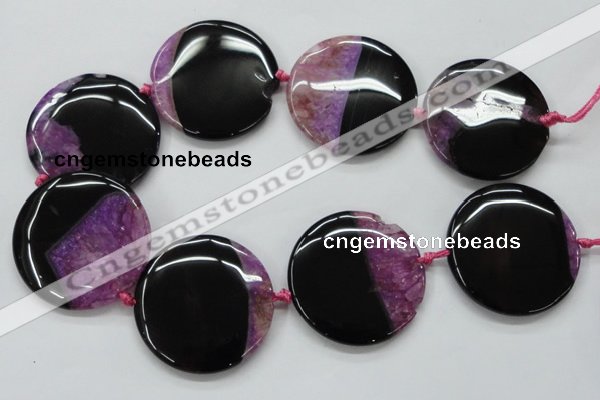 CAA449 15.5 inches 45mm flat round agate druzy geode  beads
