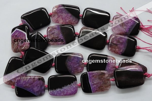 CAA450 15.5 inches 30*40mm rectangle agate druzy geode  beads