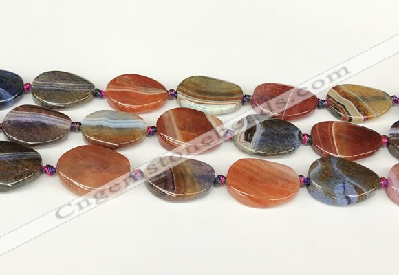 CAA4523 15.5 inches 20*26mm twisted oval dragon veins agate beads