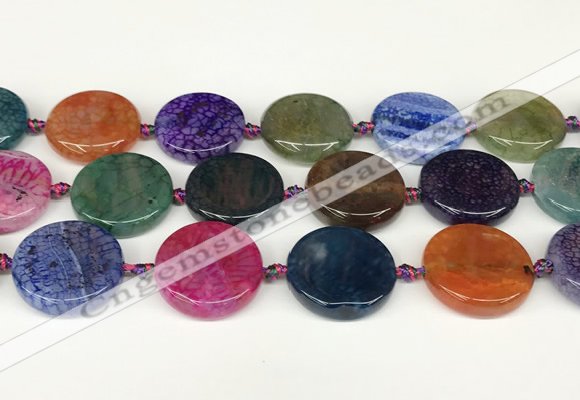 CAA4528 15.5 inches 25mm flat round dragon veins agate beads