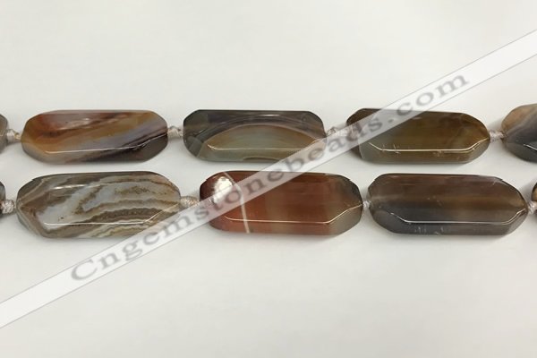 CAA4553 15.5 inches 22*42mm octagonal banded agate beads wholesale