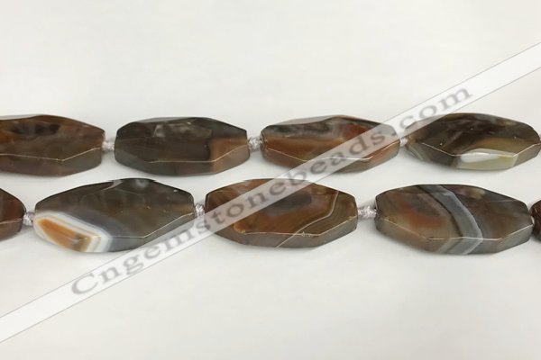 CAA4554 15.5 inches 22*42mm octagonal banded agate beads wholesale