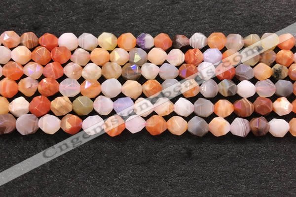 CAA4575 15.5 inches 6mm faceted nuggets mixed botswana agate beads