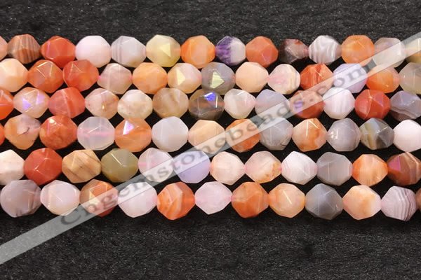 CAA4577 15.5 inches 10mm faceted nuggets mixed botswana agate beads