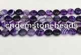 CAA4589 15.5 inches 12mm flat round banded agate beads wholesale