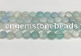 CAA4592 15.5 inches 12mm flat round banded agate beads wholesale