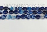 CAA4593 15.5 inches 12mm flat round banded agate beads wholesale