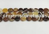 CAA4596 15.5 inches 14mm flat round banded agate beads wholesale