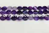 CAA4597 15.5 inches 14mm flat round banded agate beads wholesale