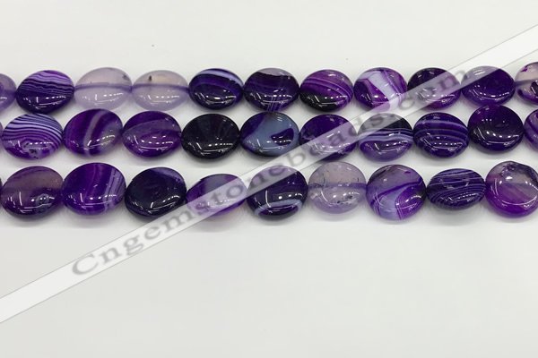 CAA4597 15.5 inches 14mm flat round banded agate beads wholesale