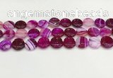 CAA4598 15.5 inches 14mm flat round banded agate beads wholesale