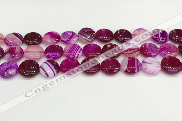 CAA4598 15.5 inches 14mm flat round banded agate beads wholesale