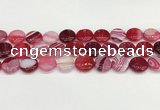 CAA4599 15.5 inches 14mm flat round banded agate beads wholesale