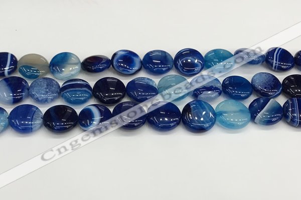 CAA4601 15.5 inches 14mm flat round banded agate beads wholesale