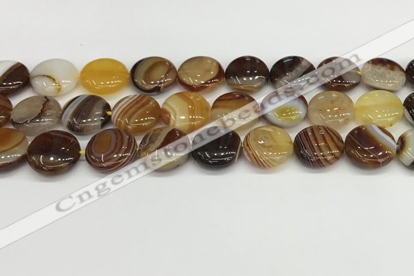 CAA4604 15.5 inches 16mm flat round banded agate beads wholesale