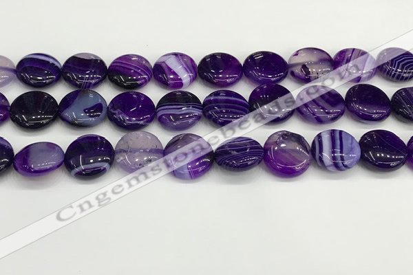 CAA4605 15.5 inches 16mm flat round banded agate beads wholesale