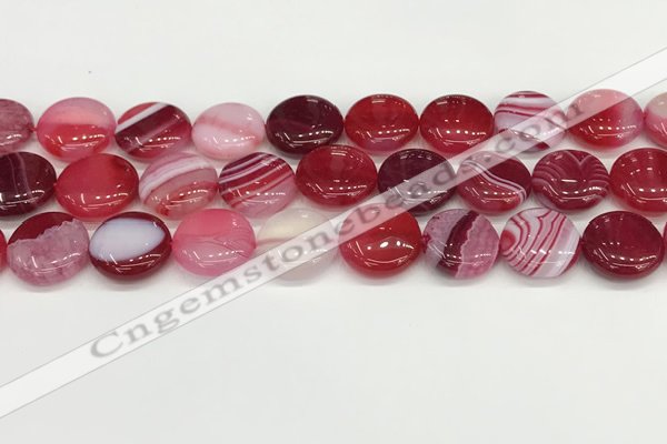 CAA4607 15.5 inches 16mm flat round banded agate beads wholesale