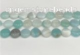 CAA4608 15.5 inches 16mm flat round banded agate beads wholesale