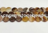 CAA4612 15.5 inches 18mm flat round banded agate beads wholesale