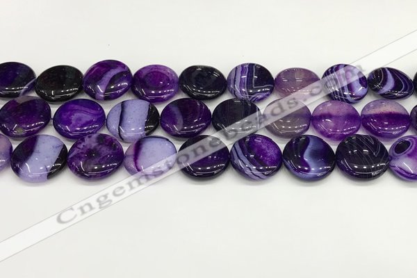 CAA4613 15.5 inches 18mm flat round banded agate beads wholesale