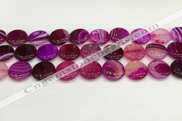 CAA4614 15.5 inches 18mm flat round banded agate beads wholesale