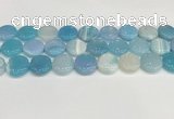 CAA4616 15.5 inches 18mm flat round banded agate beads wholesale
