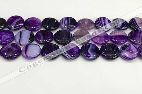 CAA4621 15.5 inches 20mm flat round banded agate beads wholesale