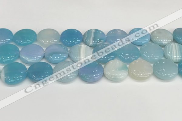CAA4624 15.5 inches 20mm flat round banded agate beads wholesale