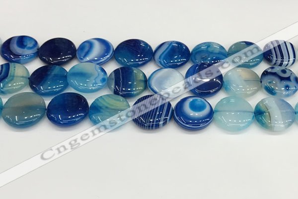 CAA4625 15.5 inches 20mm flat round banded agate beads wholesale