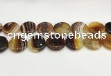 CAA4628 15.5 inches 25mm flat round banded agate beads wholesale