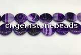 CAA4629 15.5 inches 25mm flat round banded agate beads wholesale