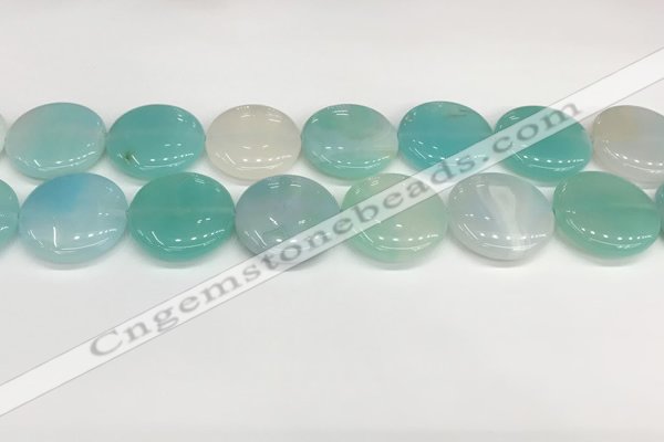 CAA4632 15.5 inches 25mm flat round banded agate beads wholesale