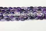 CAA4646 15.5 inches 10*14mm oval banded agate beads wholesale