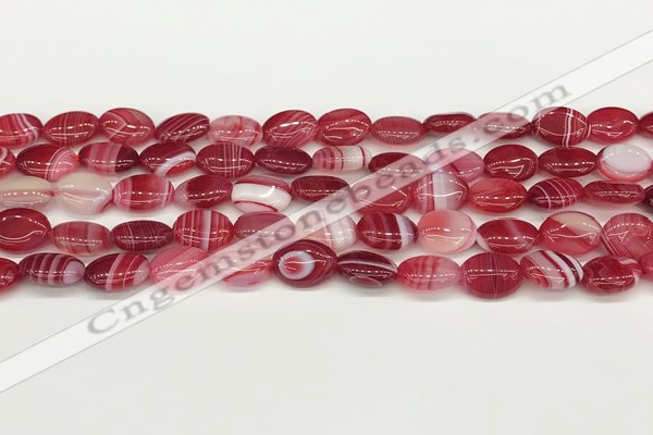 CAA4648 15.5 inches 10*14mm oval banded agate beads wholesale