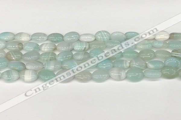 CAA4649 15.5 inches 10*14mm oval banded agate beads wholesale